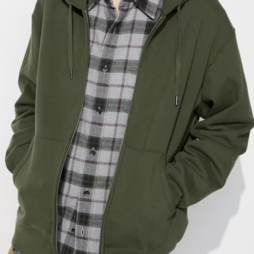 Uniqlo - Full Zip Hoodie with French Terry Lining - S - Green